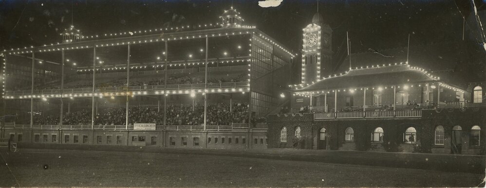 Coronation &amp; Members' Stands at Night, c.1930
