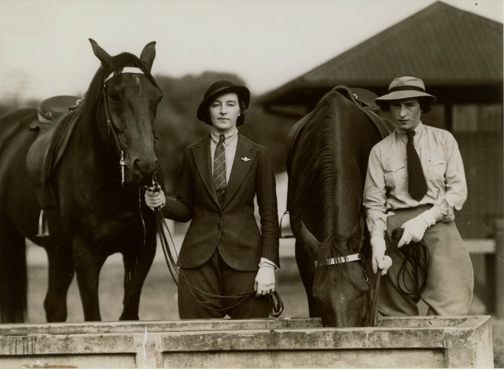 Jessie Stirton and Peg Black with Horses, 1938