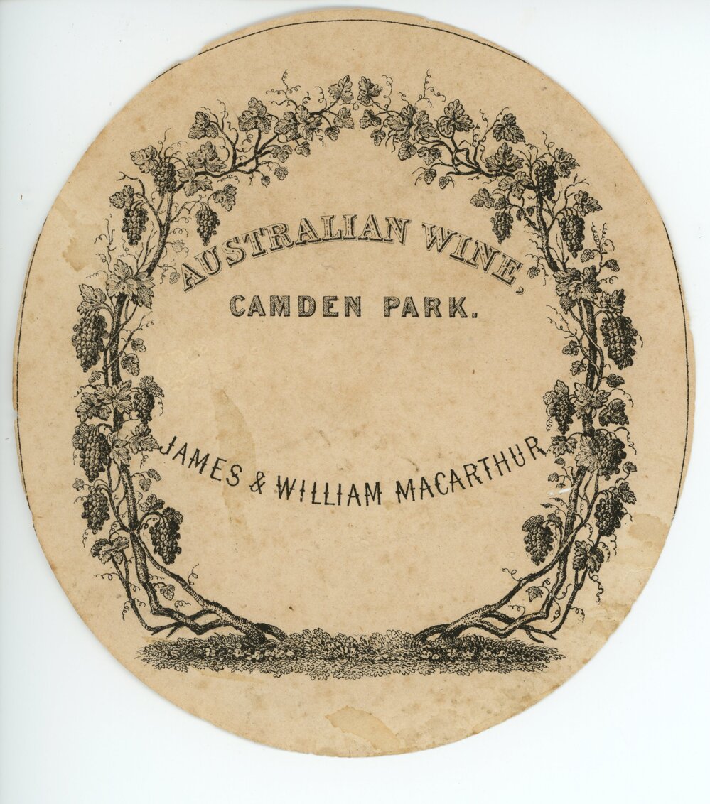 Wine Label - Australian Wine, Camden Park, James &amp; William Macarthur