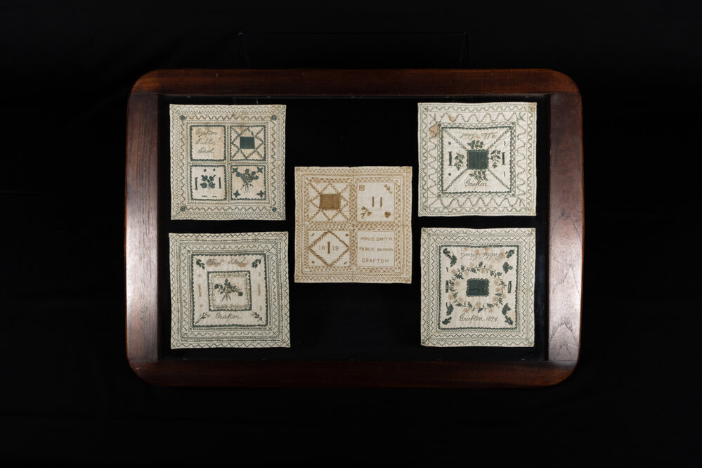 Framed Needlework Samplers by MJE Smith, 1879