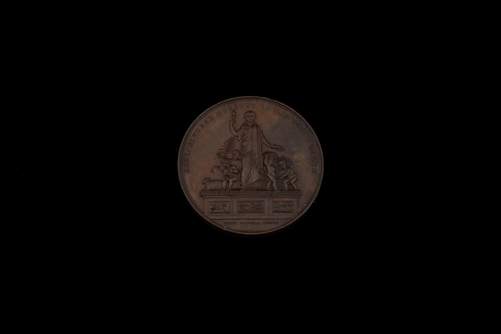 Medallion Awarded to Harris for Trotting Filly, 1885