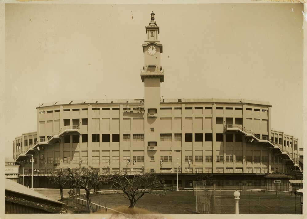 Grandstand and Clock Tower at Moore Park, 1933