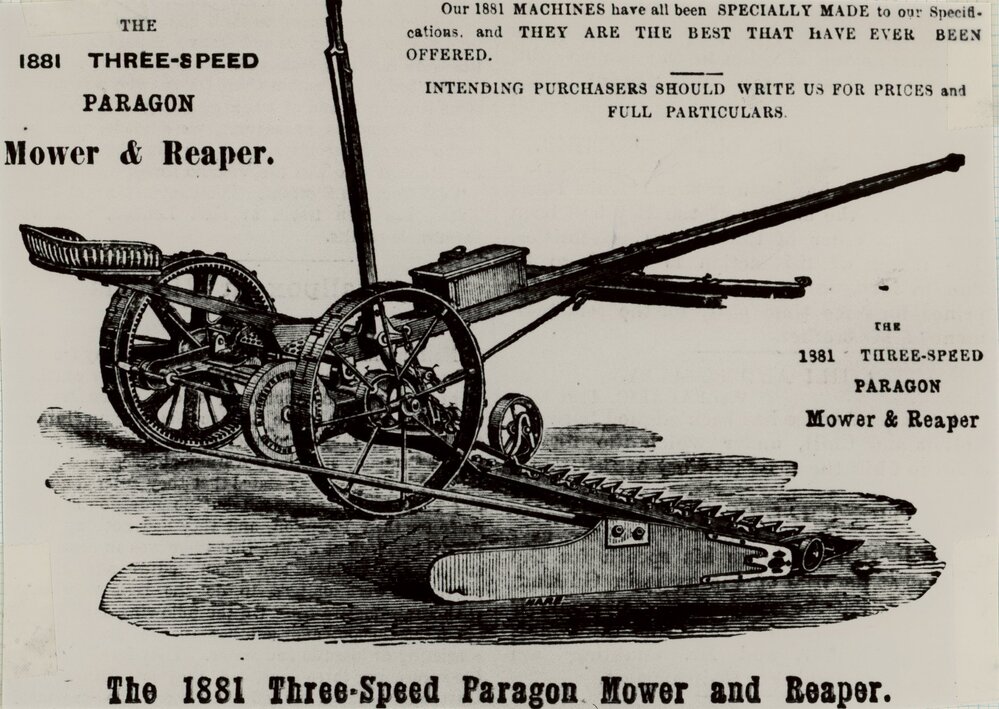 Advertisement for Paragon Mower &amp; Reaper, c.1881