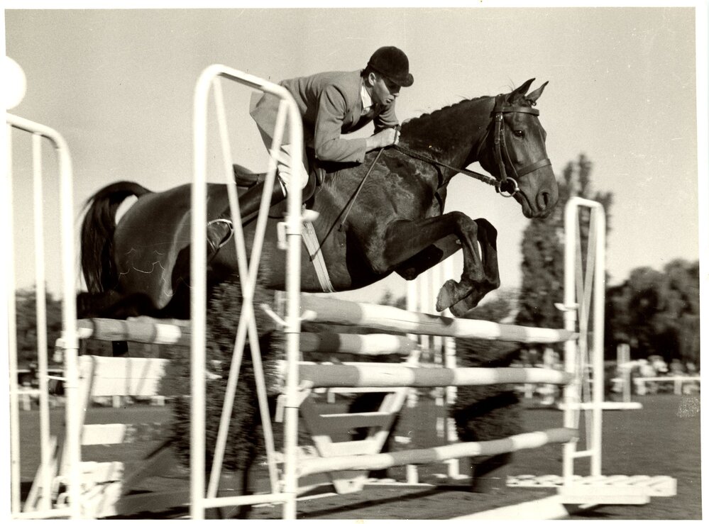 Charlie Matthews show jumping, c.1950