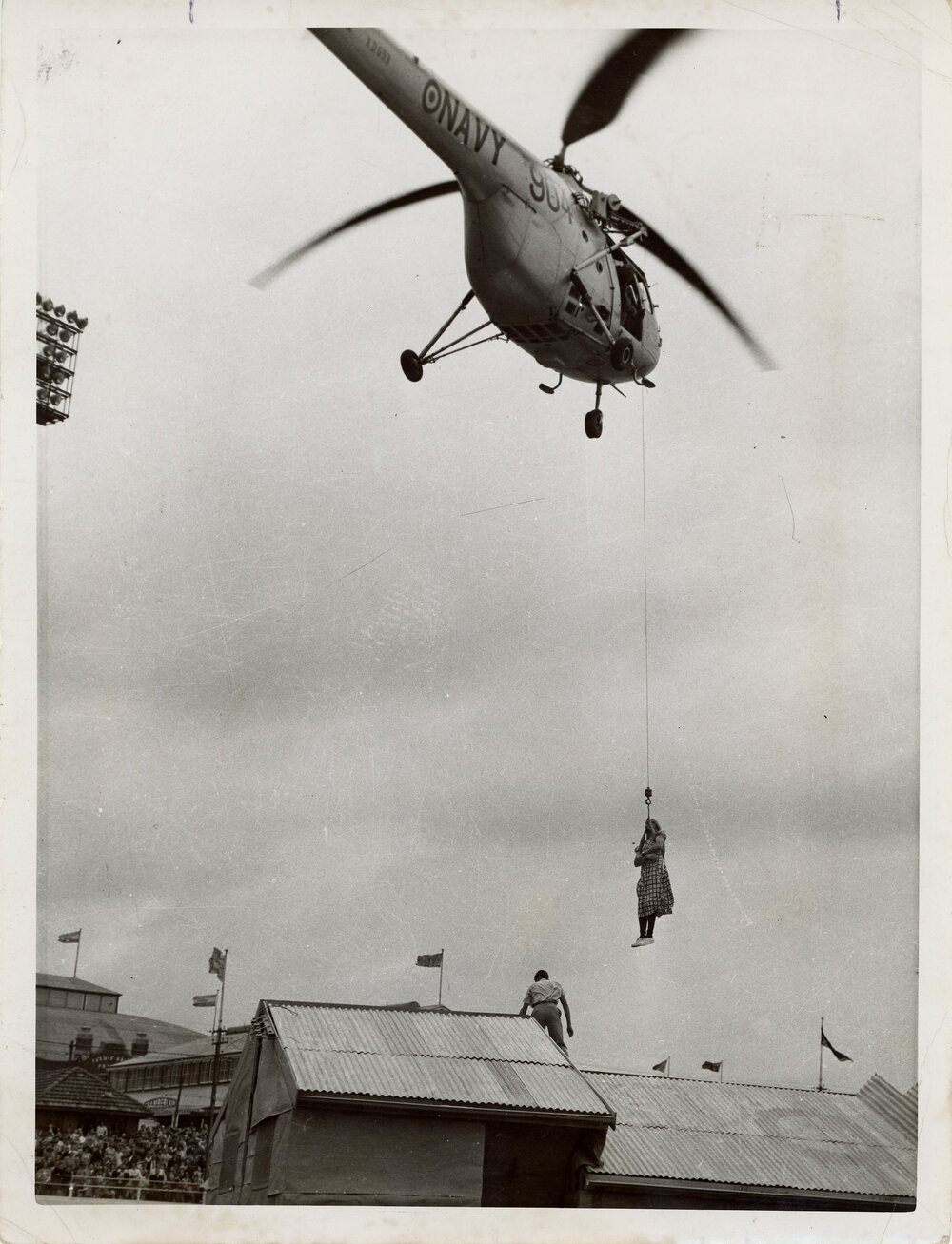 Helicopter rescue re-enactment Sydney Royal Easter Show, 1955