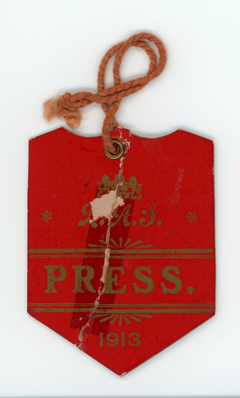 Press Admission Pass, 1913