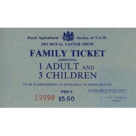 Family Ticket for 1 Adult, 3 Children, 1981