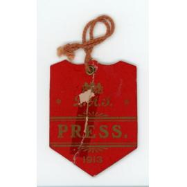 Press Admission Pass, 1913