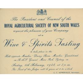 Invitation to Wine and Spirits Tasting, 1948