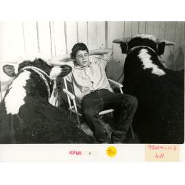 Boy with Cattle in a Stall